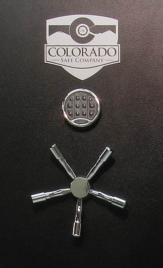 Face of Colorado Safe Company Door showing lock, chrome handle and logo
